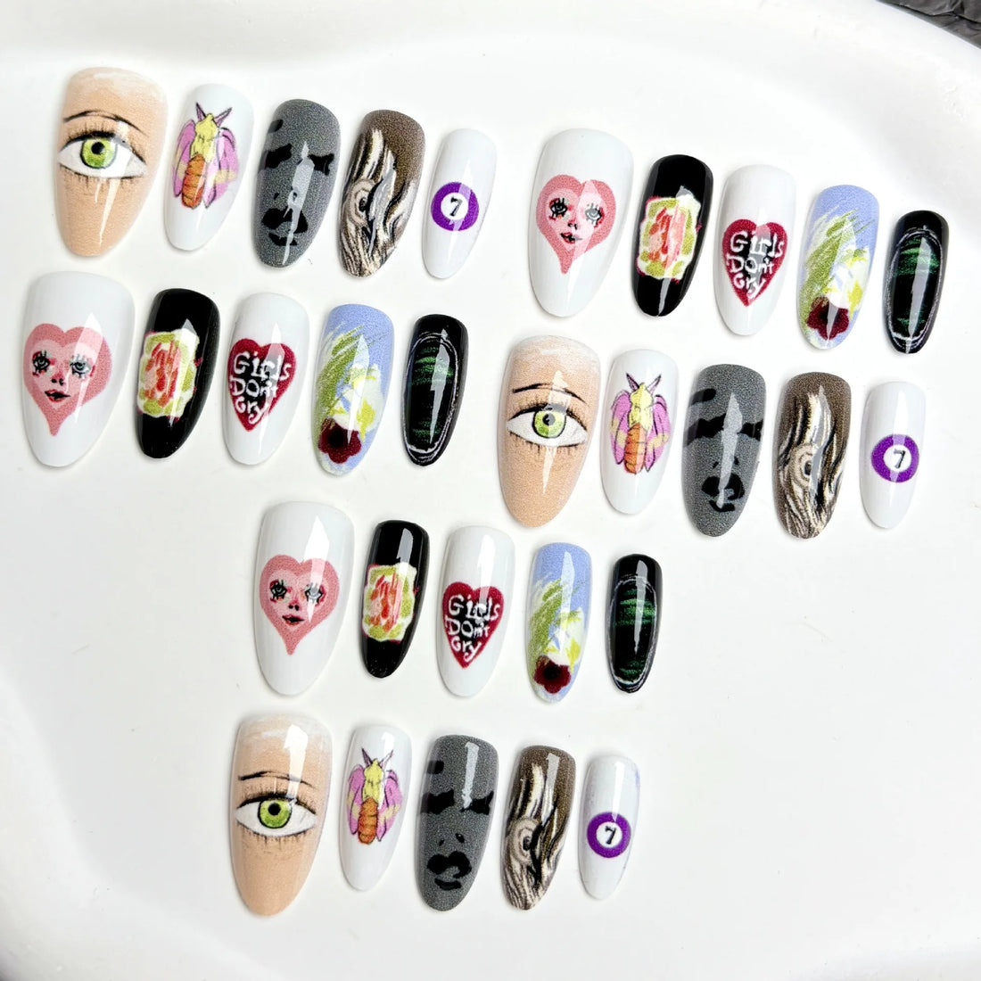 24 Early 2000s Nail Art | Vintage Graffiti Almond Press on Nail Art | Ornament for Girls