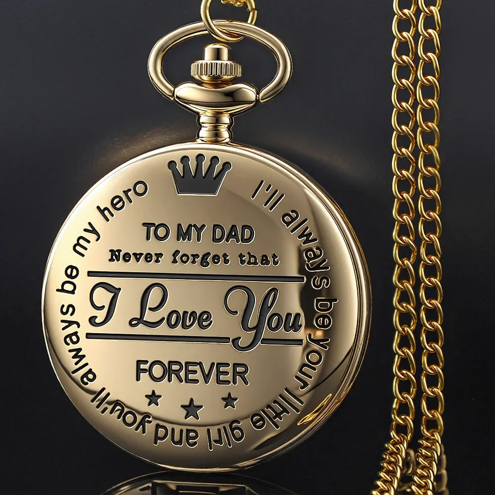 Steampunk Gold Quartz Pocket Watch Necklace for Dad and Grandpa | Exquisite Watches