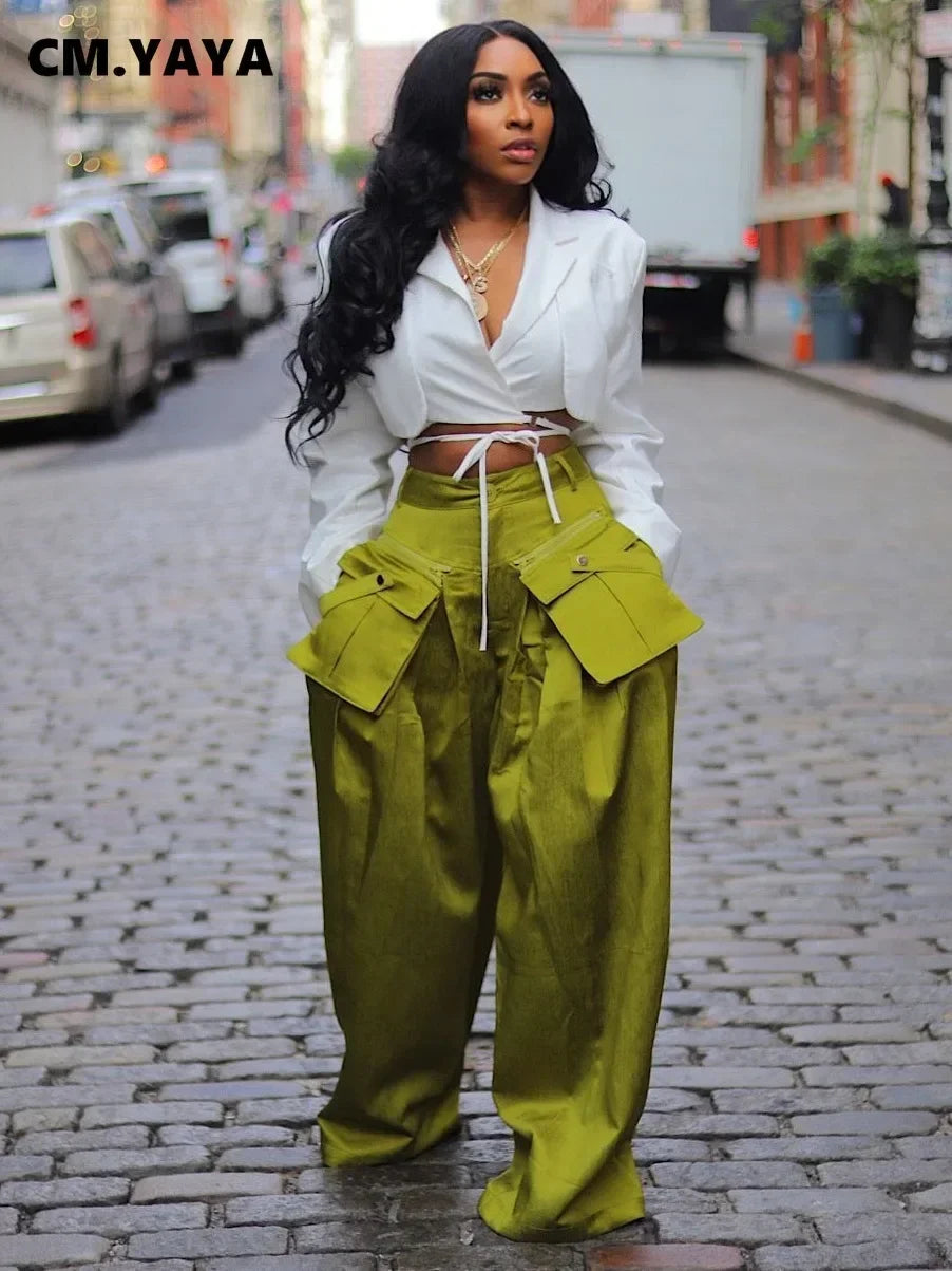 Wide Leg Pants High Waist | Cargo Streetwear Safari Style Trousers