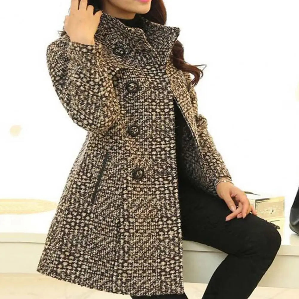 Tweed Cardigan Women's | Buttons Long Sleeves Thick Lady Overcoat Wool Blends Coat