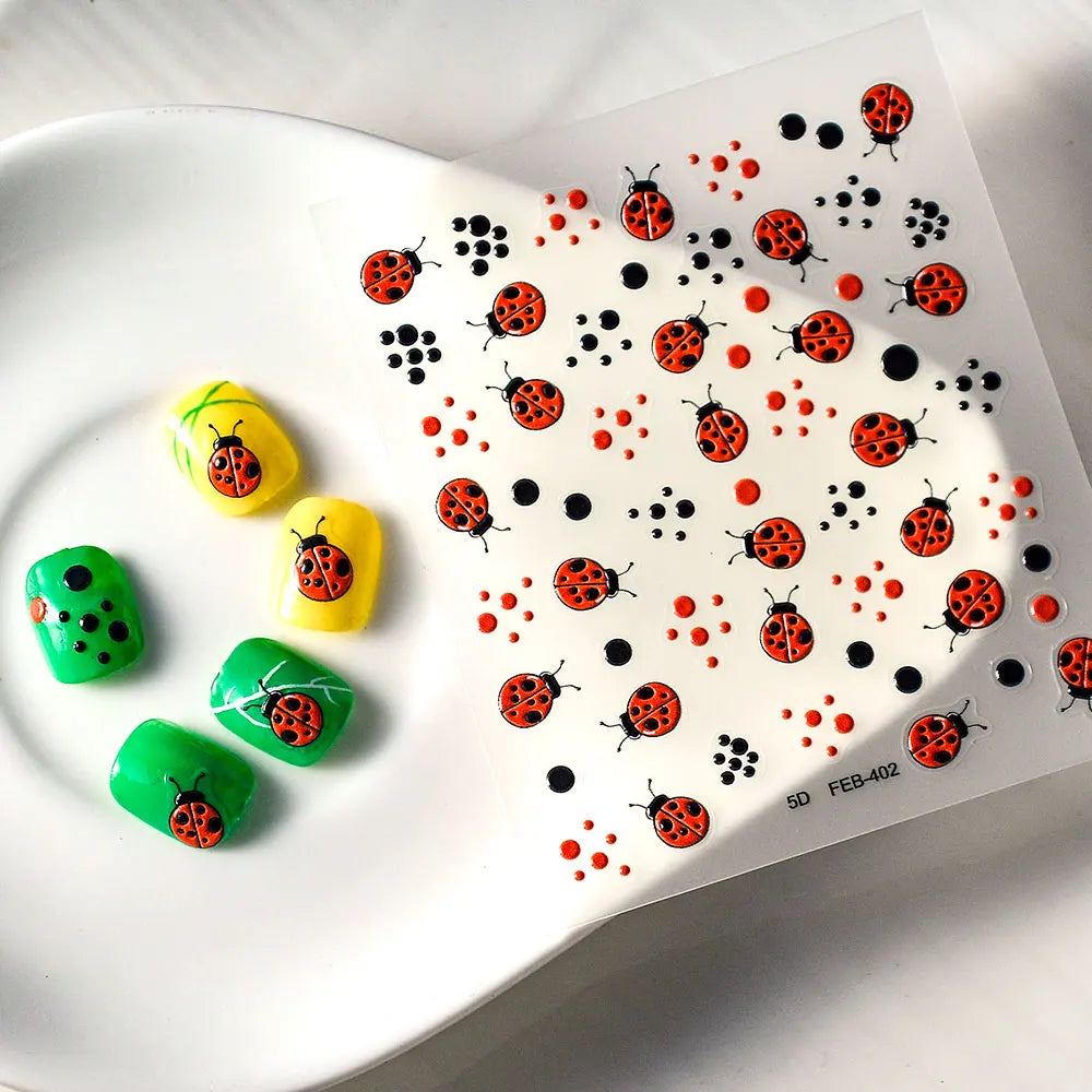 5DLadybug Nail Sticker | Insect Nail Decal Slider Manicure