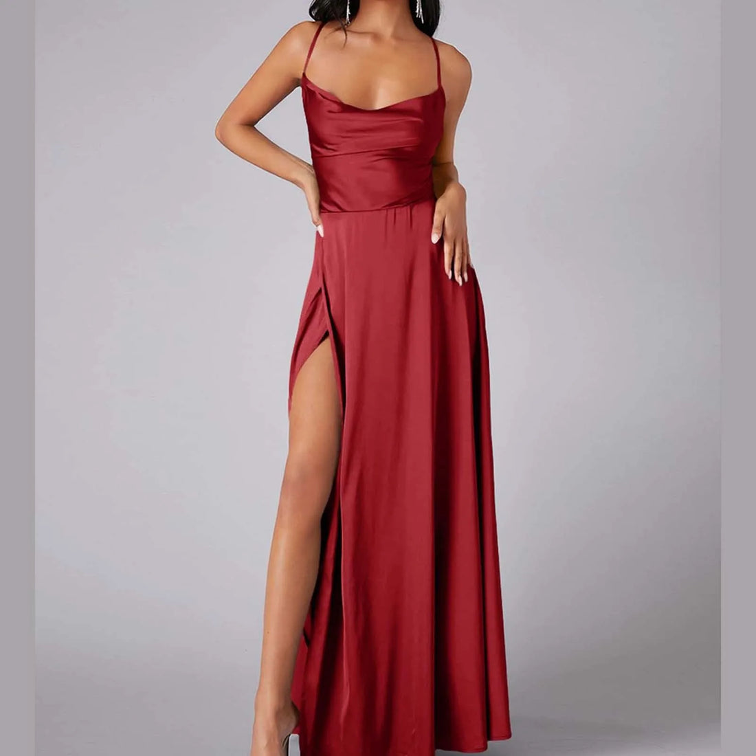 Summer Beach Maxi  Women Solid Color  Split Sexy Party Dress Robe Solid Color 2023 Vestidos De Festa Com Fenda Costas  Abertas