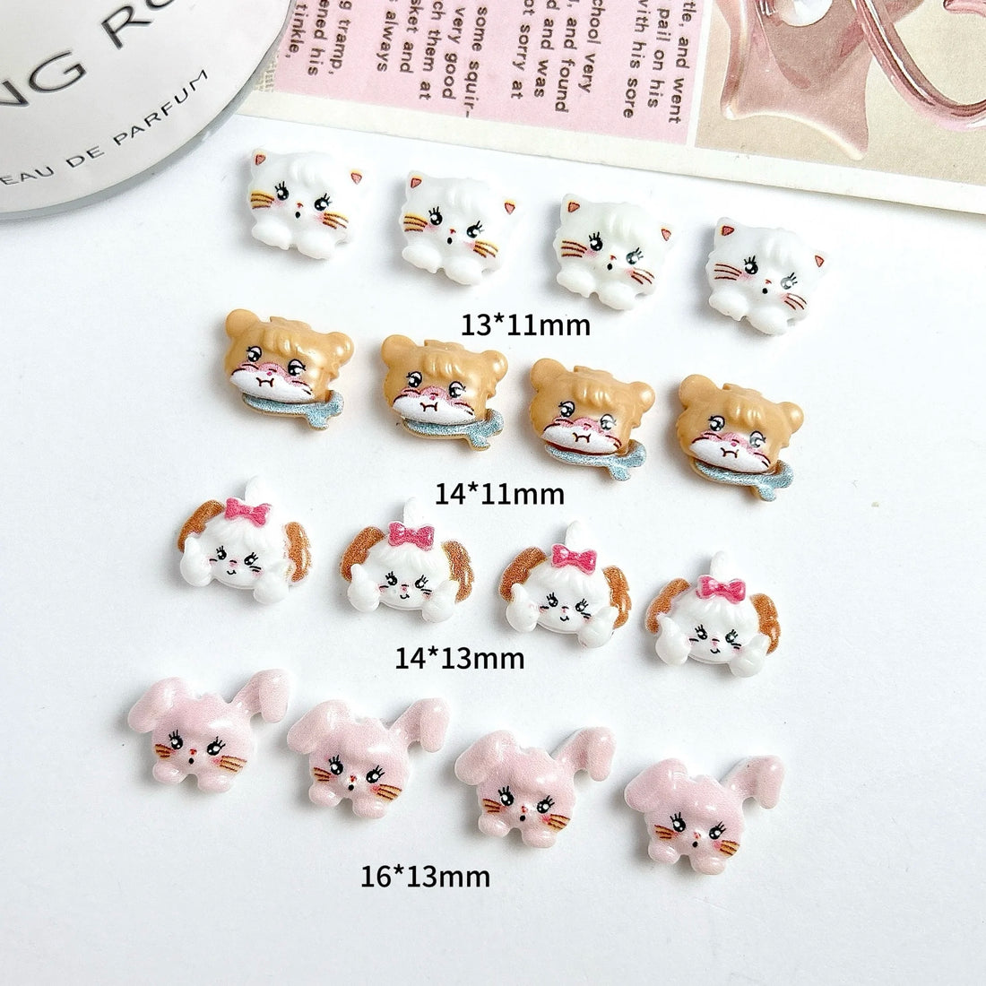30 Birthday Nails Designs | Colorful Rabbit Nail Art Accessories for DIY Hairpin Nails Crafts