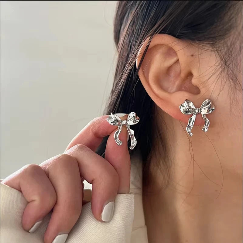 Stud Bow Earrings For Women | Sweet Elegant Gold Color Women's Stud Earring | Christmas Party Jewelry