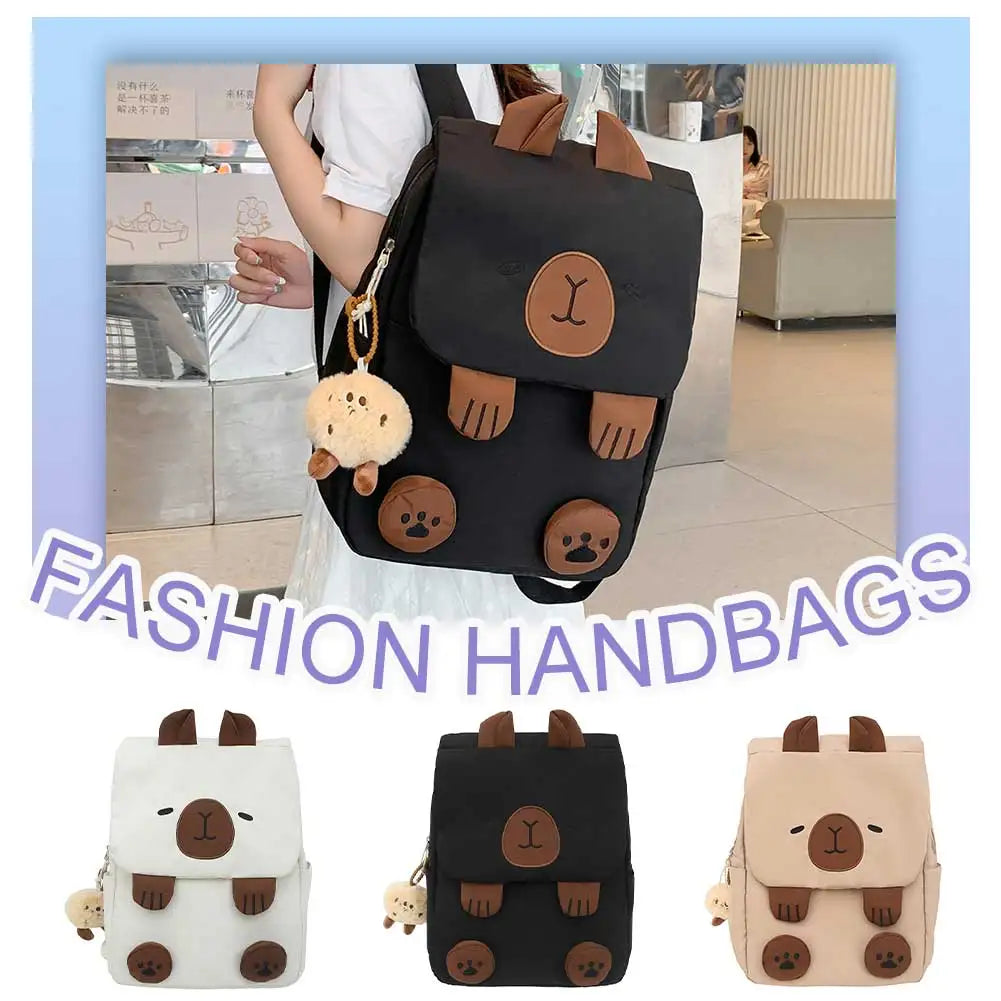 Backpack Adjustable Straps | Capybara School Bag with Zipper Closure | Gifts for Capybara Lovers