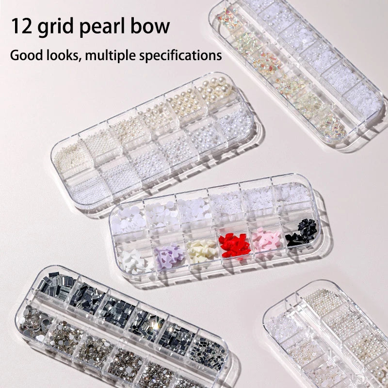 12 Grids bow Art | 3D Aurora Bowknot Resin Charms Jewelry | DIY Manicure