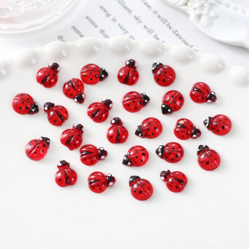 50 Seven Star Ladybug Nail | Cute Cartoon Mini Resin Insect DIY Nail Decoration