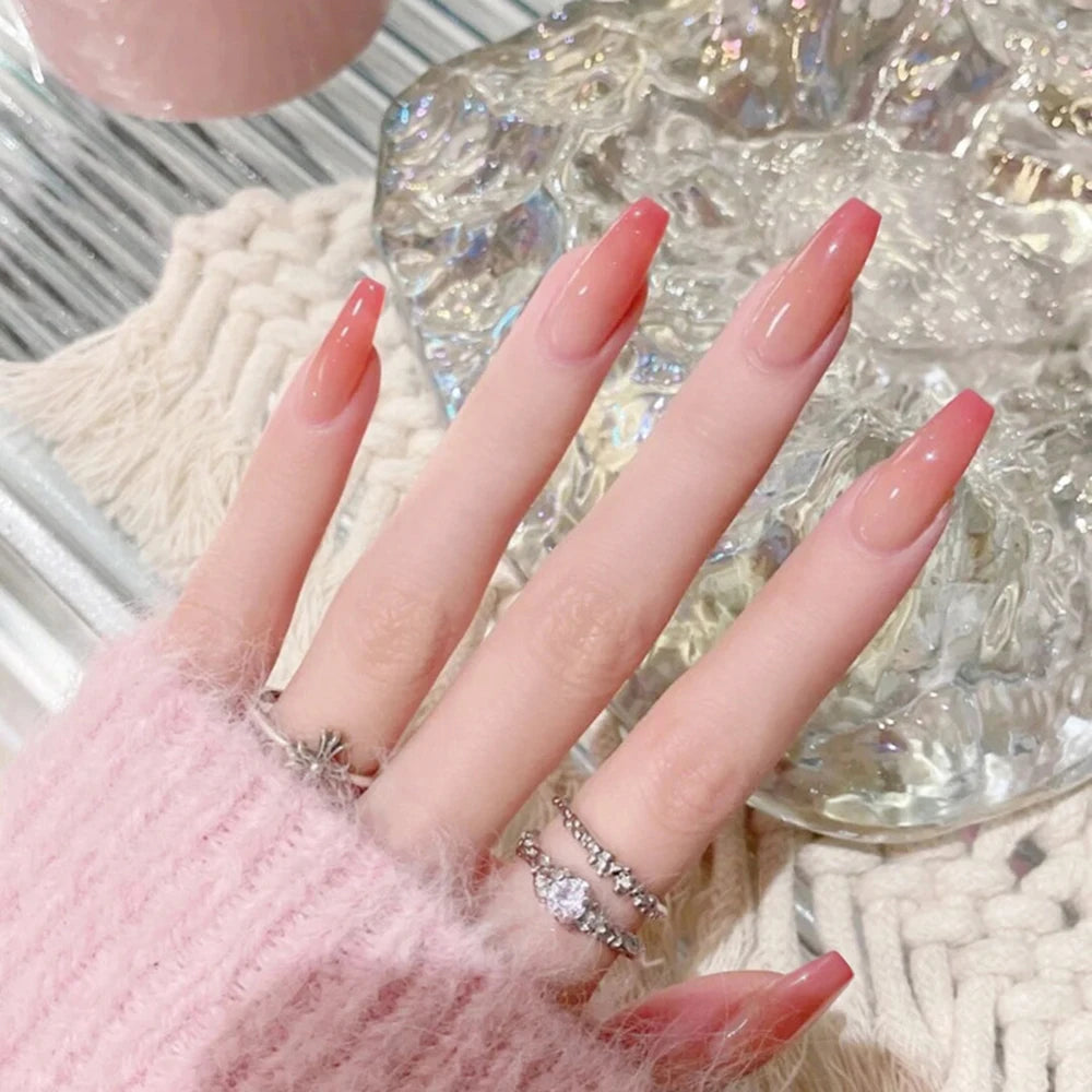 24 Classy Winter Nails | Fashion Japanese Style Iceing Translucent Pink Tender Fake False