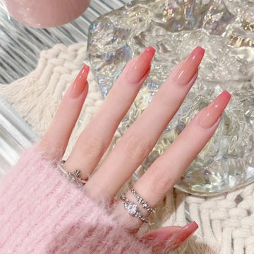 24 Classy Winter Nails | Fashion Japanese Style Iceing Translucent Pink Tender Fake False