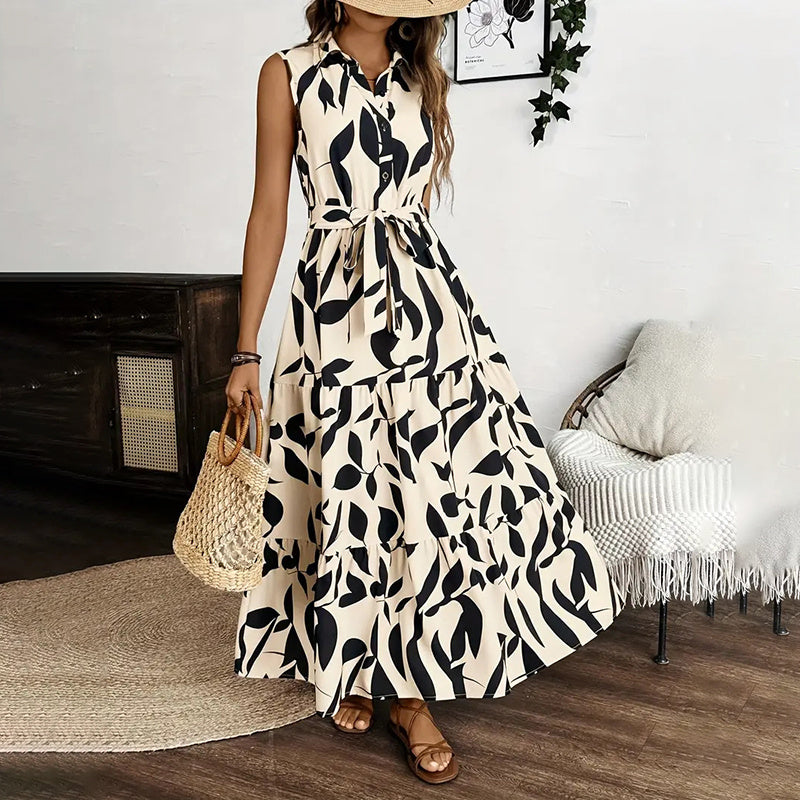 Hoco Dress Inspo | Floral Maxi Dress Summer Button Shirt V Neck | Flowy Belted Beach Dresses