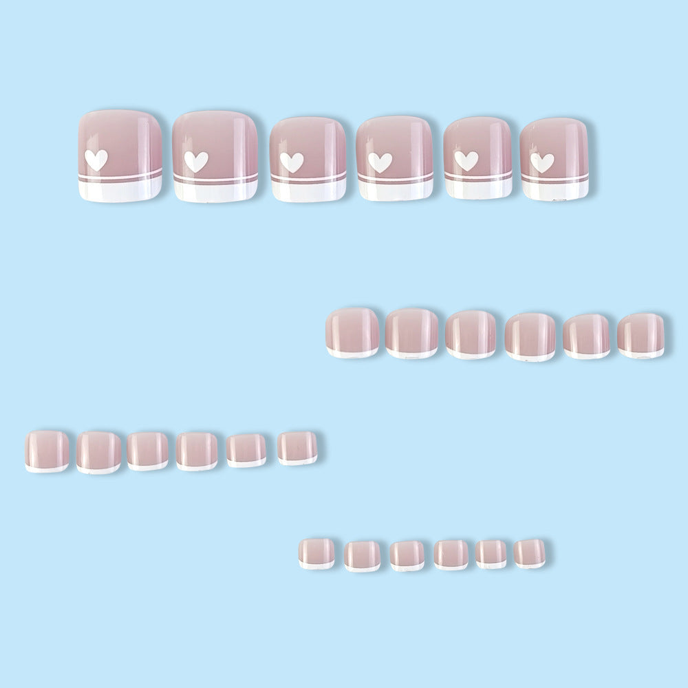 24PCs French Square Nude Nails Natural